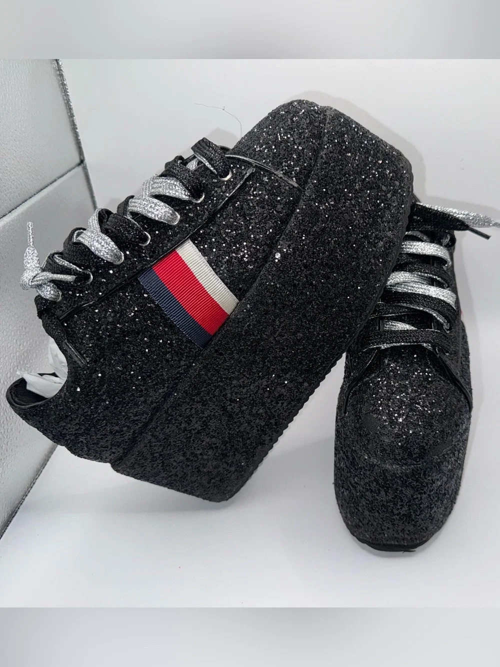 ✨ Cape Robbin Black Glitter Platform Sneakers | women 9/EU40